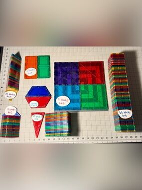 Magnetic Tile Lot * 142 Pieces * Mixed Shapes * STEM Kids * Magna-Tiles MagWorld